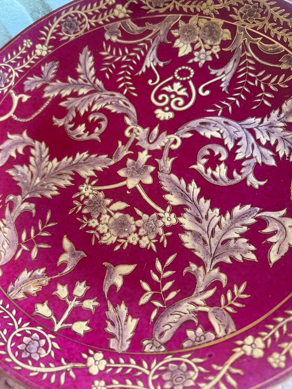 Ornate Accent Red and Gold Charger Plate - Elegant Table or Wall Accent - Picture 5 of 6
